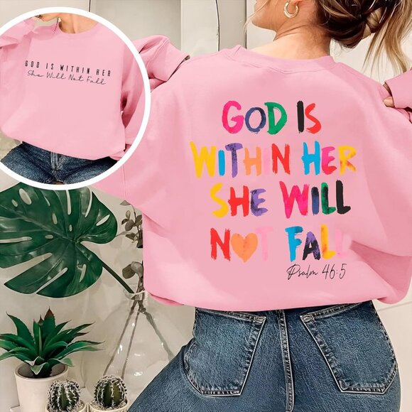 Christian Sweatshirt Women Bible Verse Oversized Hoodie Jesus Faith Gift - Picture 5 of 7